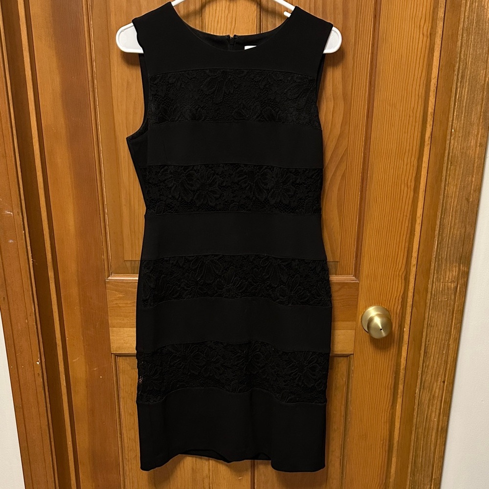 Calvin Klein Black Lace-Panel Sleeveless Sheath Dress